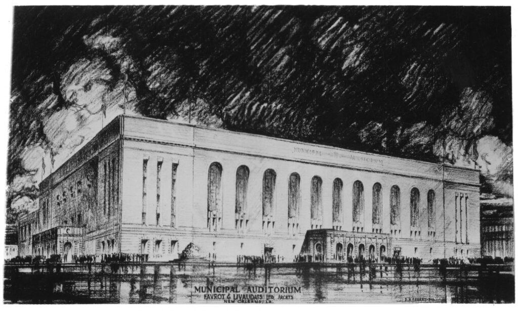 Municipal Auditorium, Architectural Rendering, The Charles L. Franck Studio Collection at The Historic New Orleans Collection, acc. no. 1979.89.7459.