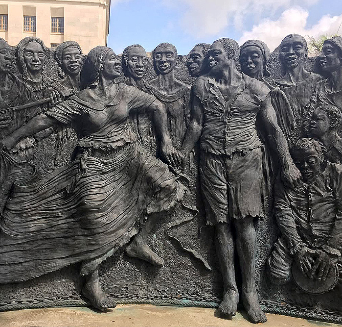 The 2010 sculpture "Congo Square" by Adewale Adenle in Armstrong Park.